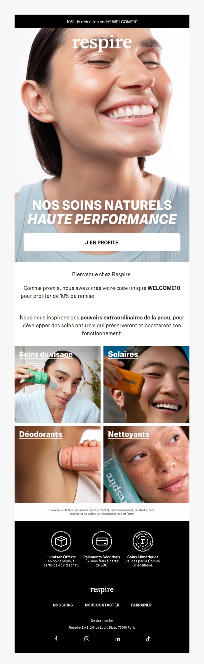 Email complet Respire : Comme promis, votre réduction